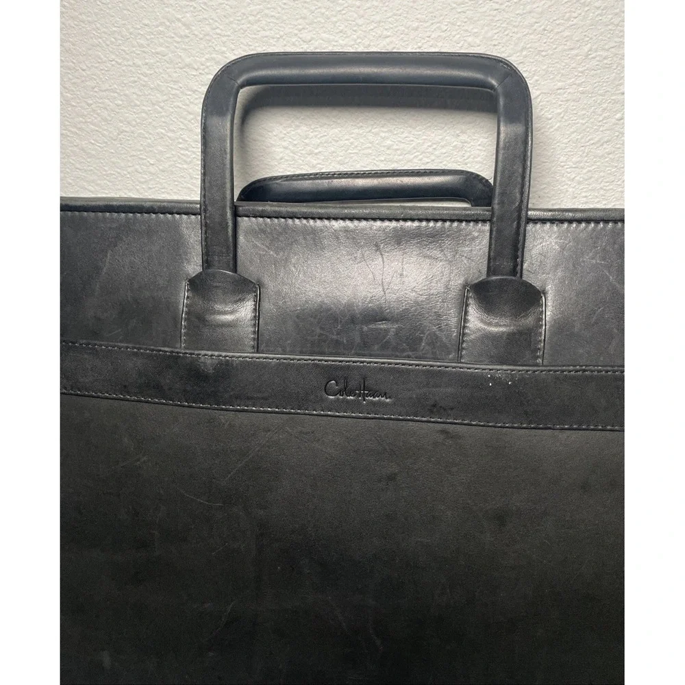 Vintage Cole Haan Black Leather Briefcase Organizer Attaché Laptop Bag